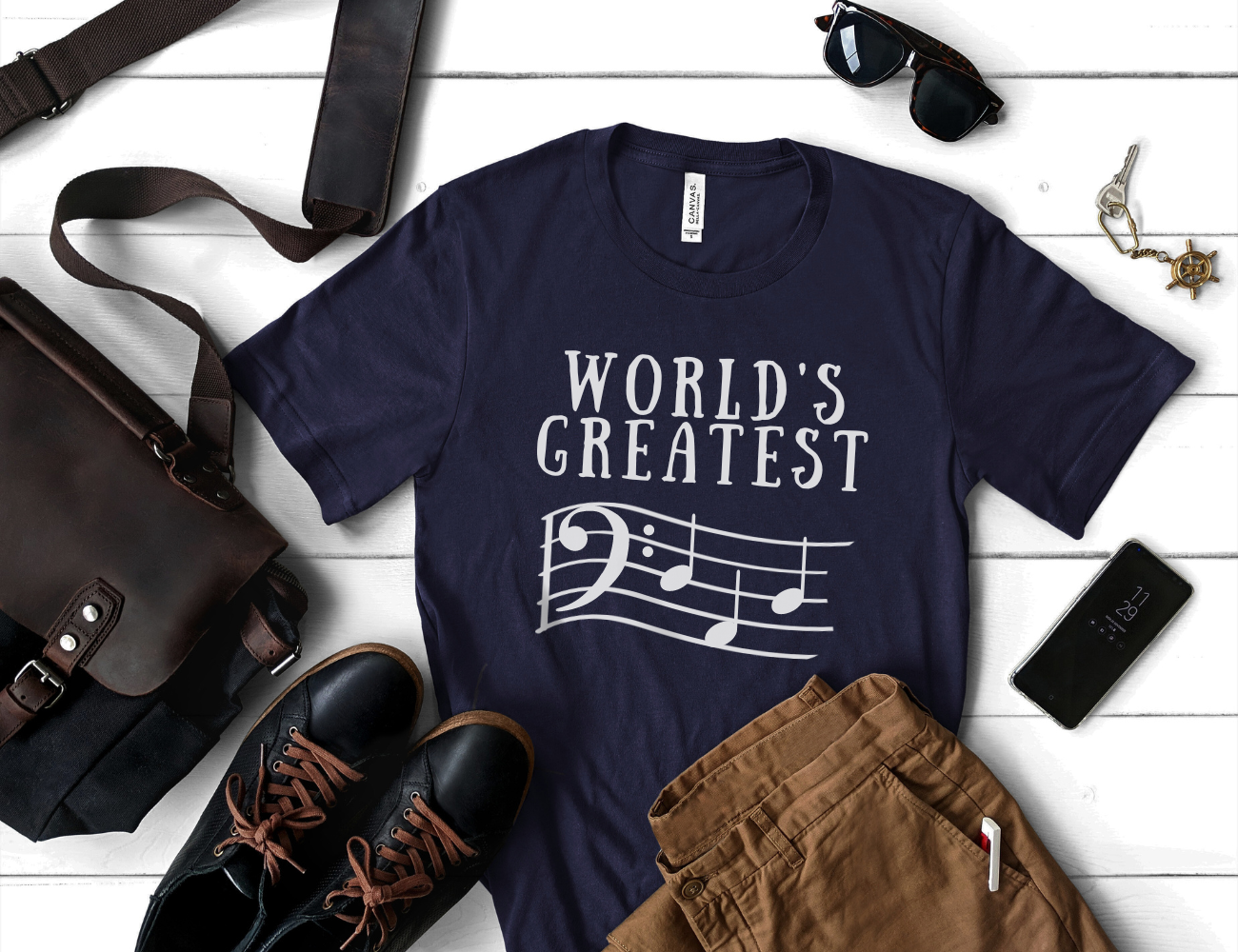 Bass Clef World's Greatest Dad Music Unisex T-Shirt