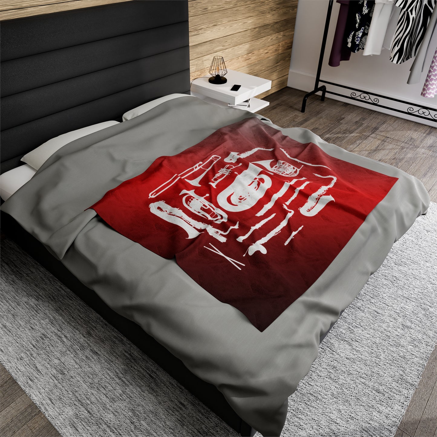 Red/Grey/Black Band Instruments Velveteen Plush Blanket