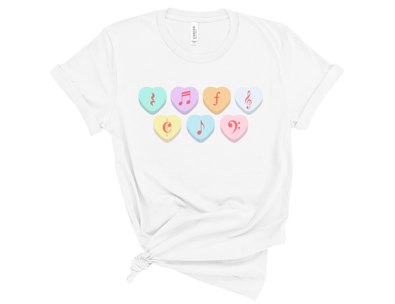 Valentine's Candy Hearts Music Symbols Unisex T-Shirt