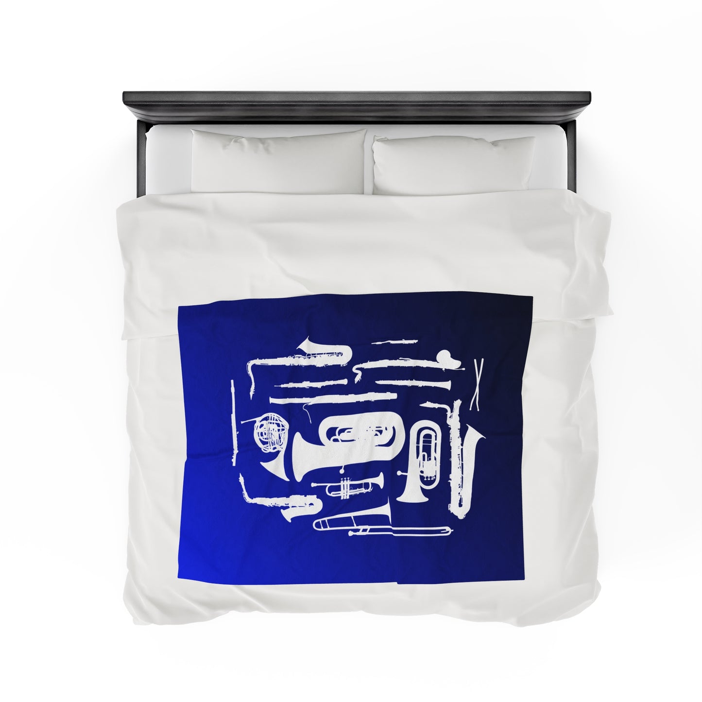 Blue/Black Band Instruments Velveteen Plush Blanket