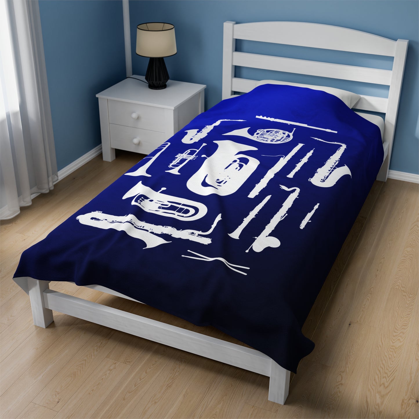 Blue/Black Band Instruments Velveteen Plush Blanket