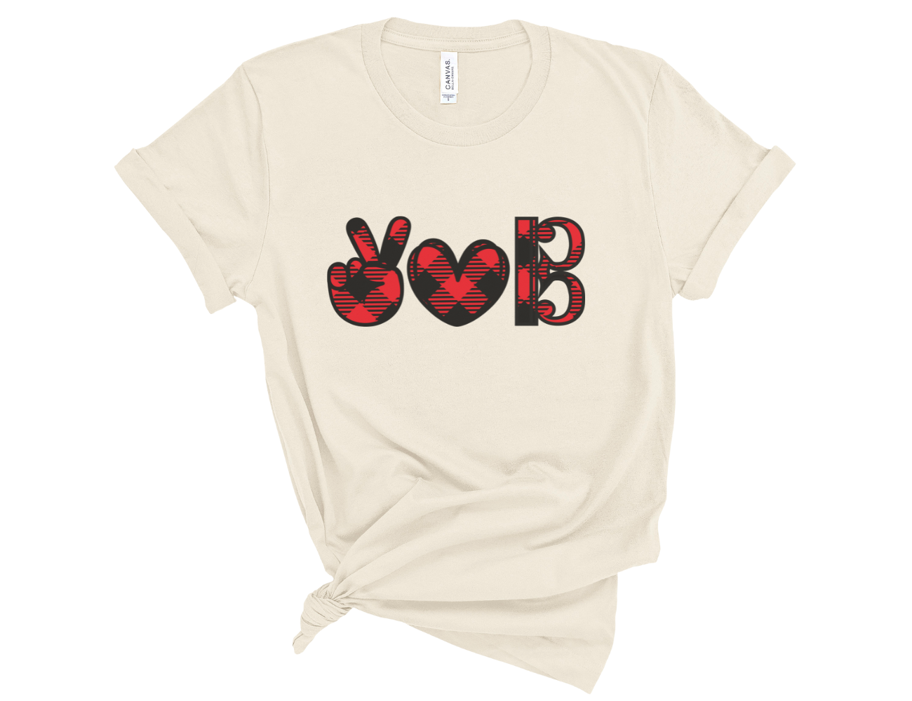 Peace Love Alto Clef Buffalo Plaid Unisex T-Shirt