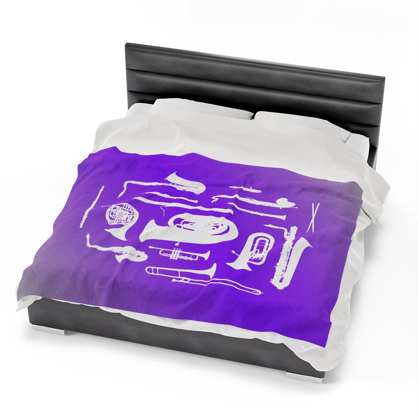 Purple/Grey Band Instruments Velveteen Plush Blanket