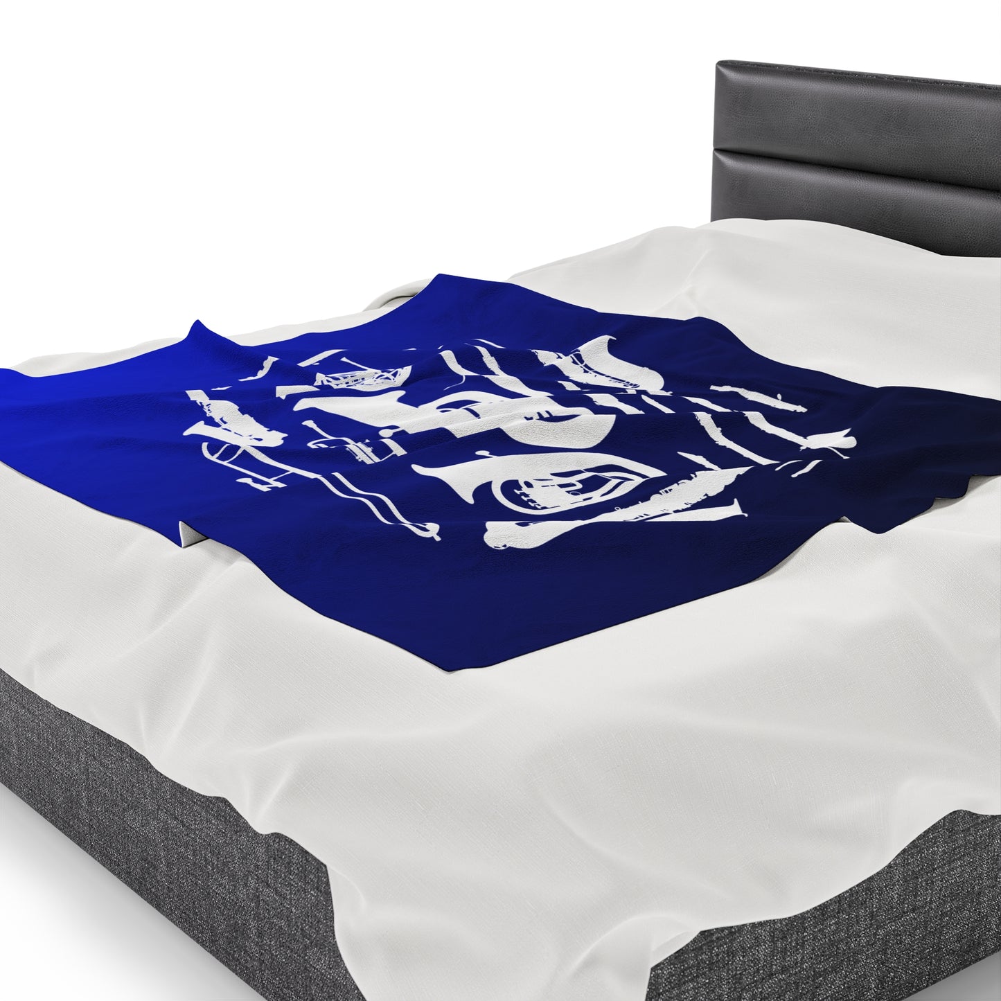 Blue/Black Band Instruments Velveteen Plush Blanket