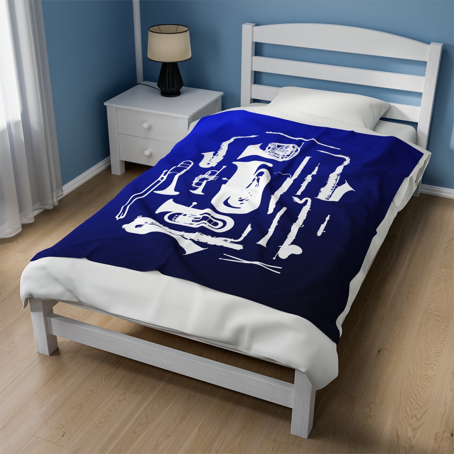 Blue/Black Band Instruments Velveteen Plush Blanket