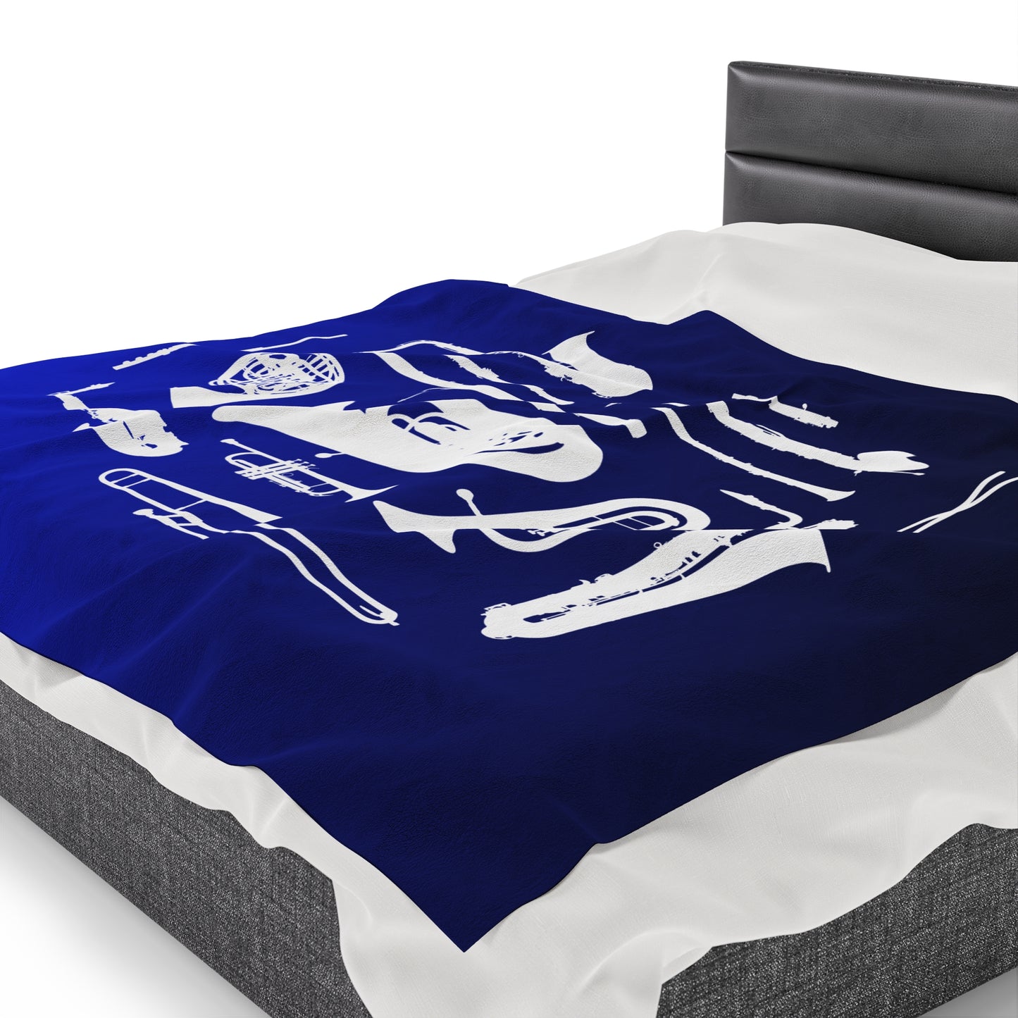 Blue/Black Band Instruments Velveteen Plush Blanket