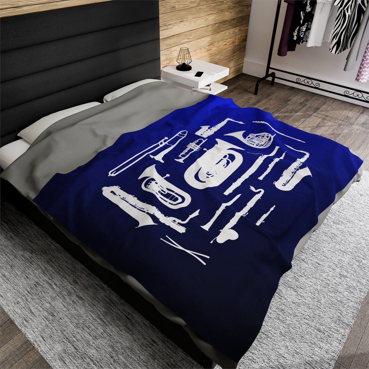 Blue/Black Band Instruments Velveteen Plush Blanket