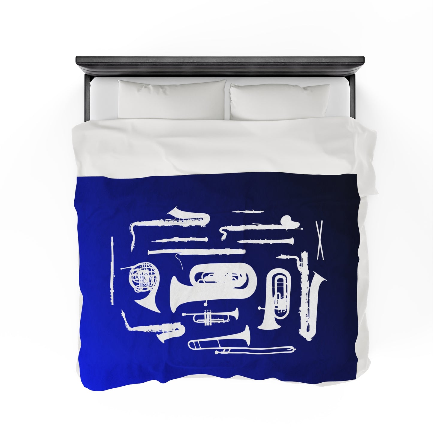 Blue/Black Band Instruments Velveteen Plush Blanket