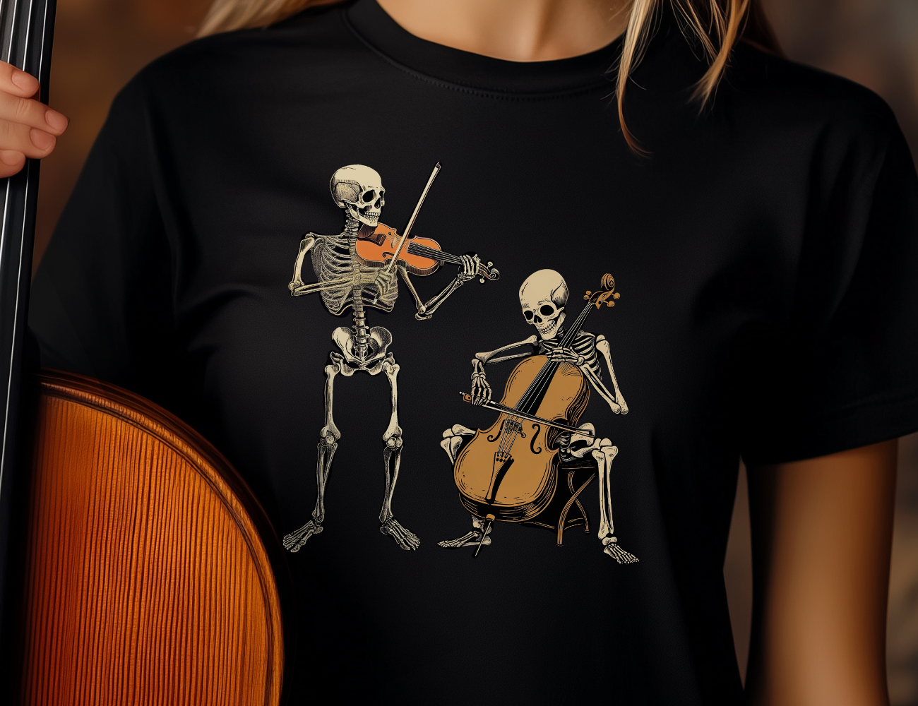 Skeleton Violin & Cello Duet Unisex T-Shirt