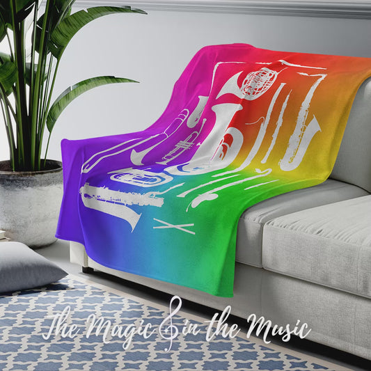 Cool Tones Band Instruments Velveteen Plush Blanket