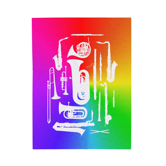 Rainbow Fade Band Instruments Velveteen Plush Blanket
