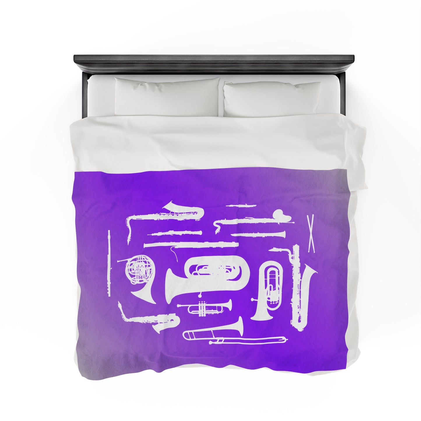 Purple/Grey Band Instruments Velveteen Plush Blanket