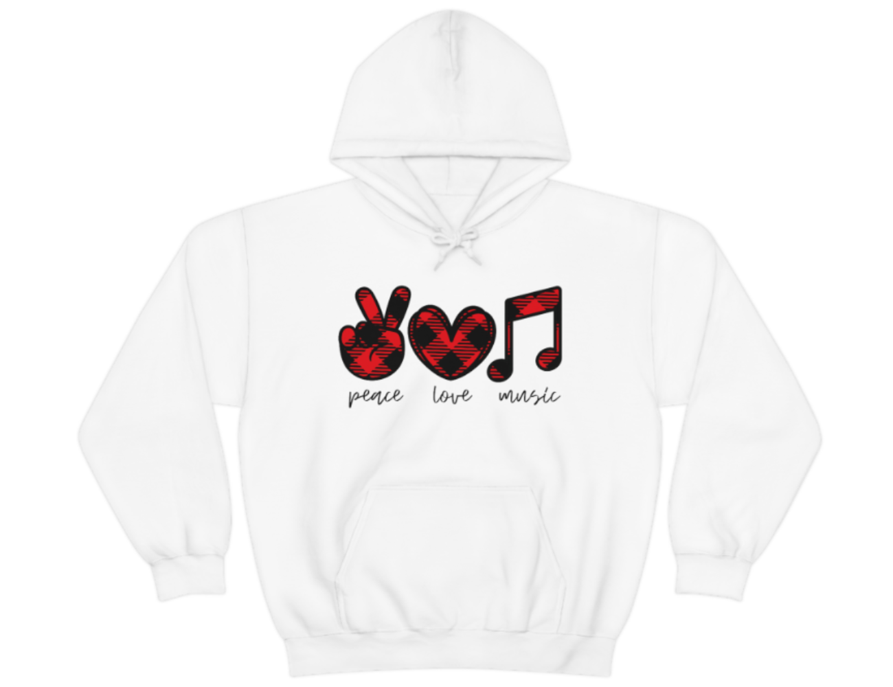 Peace Love Music Eighth Notes Unisex Hooded Sweatshirt