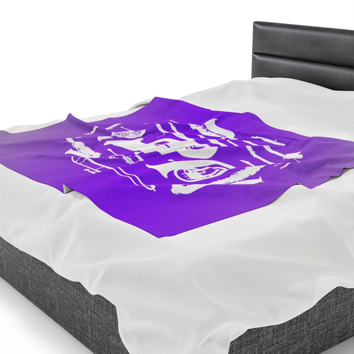 Purple/Grey Band Instruments Velveteen Plush Blanket