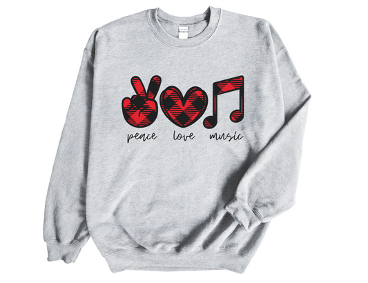Peace Love Music Eighth Notes Unisex Sweatshirt