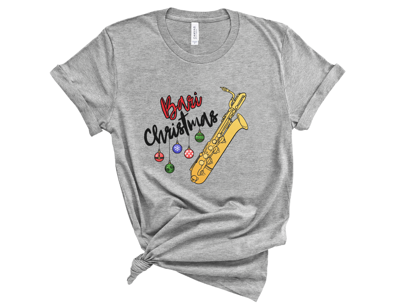 Bari Christmas Baritone Saxophone Unisex T Shirt Athletic Heather XL