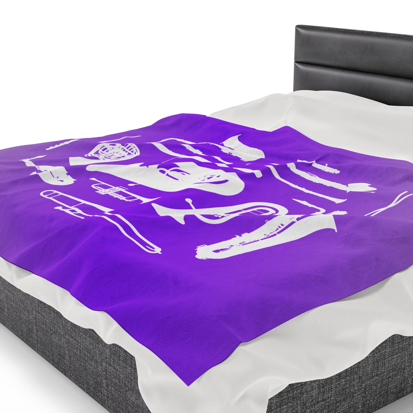 Purple/Grey Band Instruments Velveteen Plush Blanket