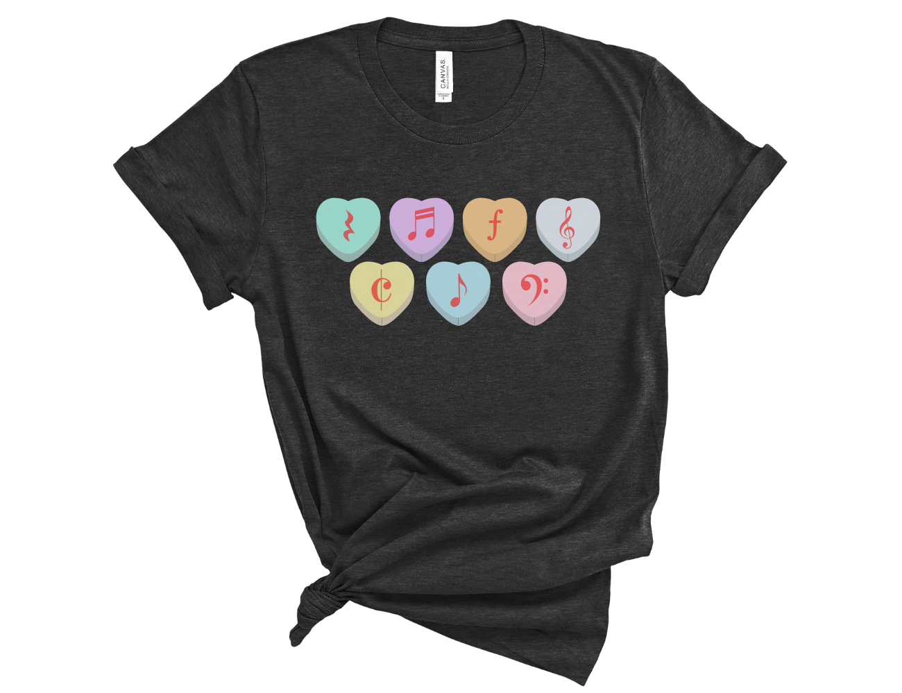 Valentine's Candy Hearts Music Symbols Unisex T-Shirt
