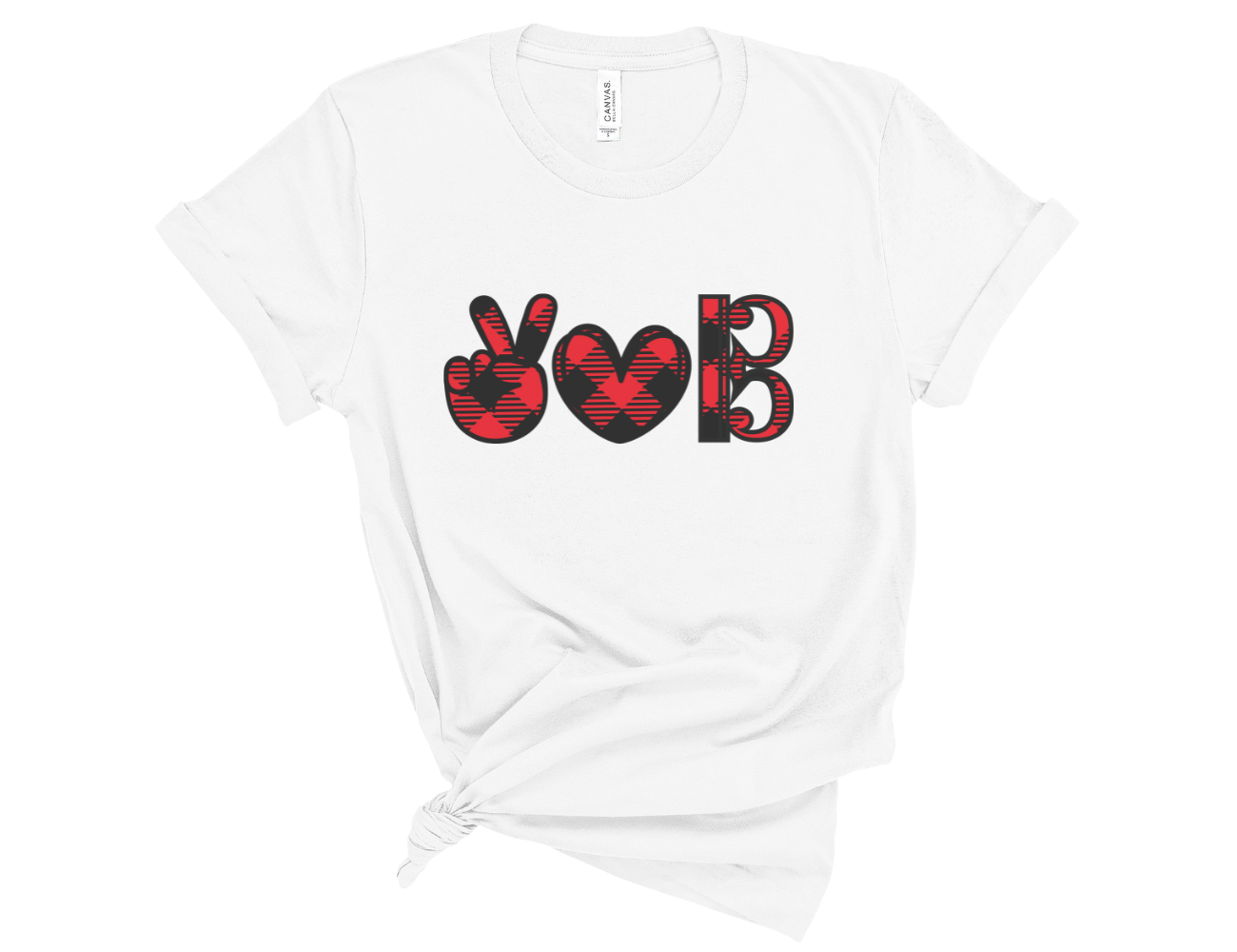 Peace Love Alto Clef Buffalo Plaid Unisex T-Shirt
