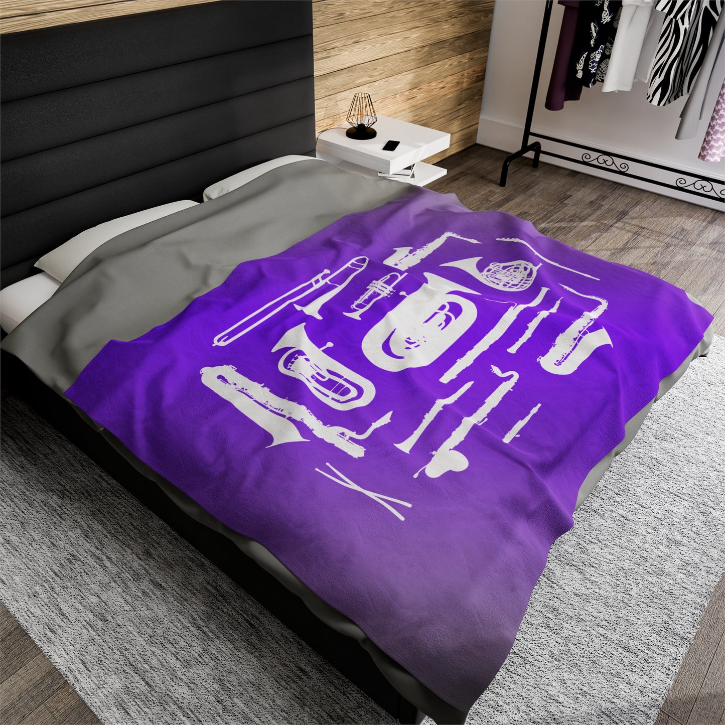 Purple/Grey Band Instruments Velveteen Plush Blanket