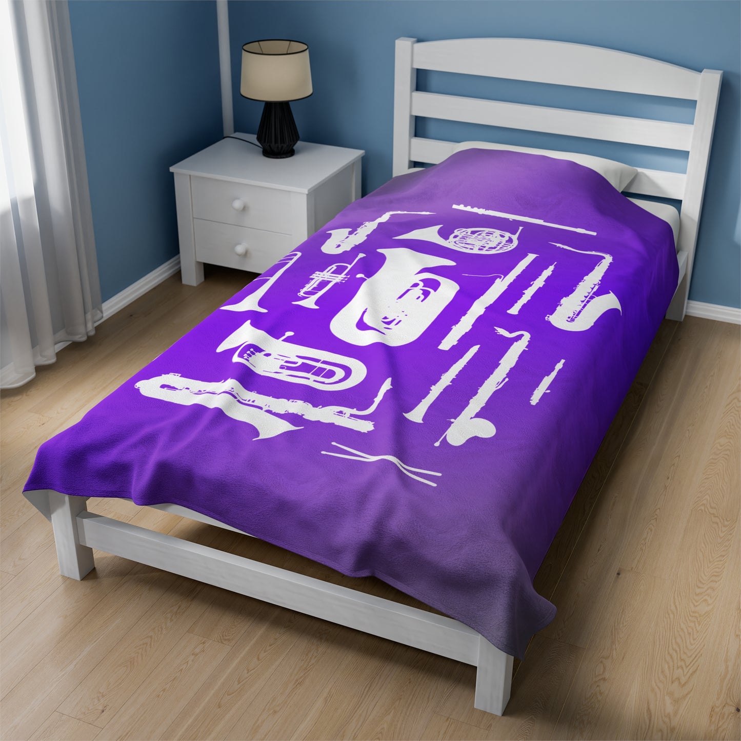Purple/Grey Band Instruments Velveteen Plush Blanket