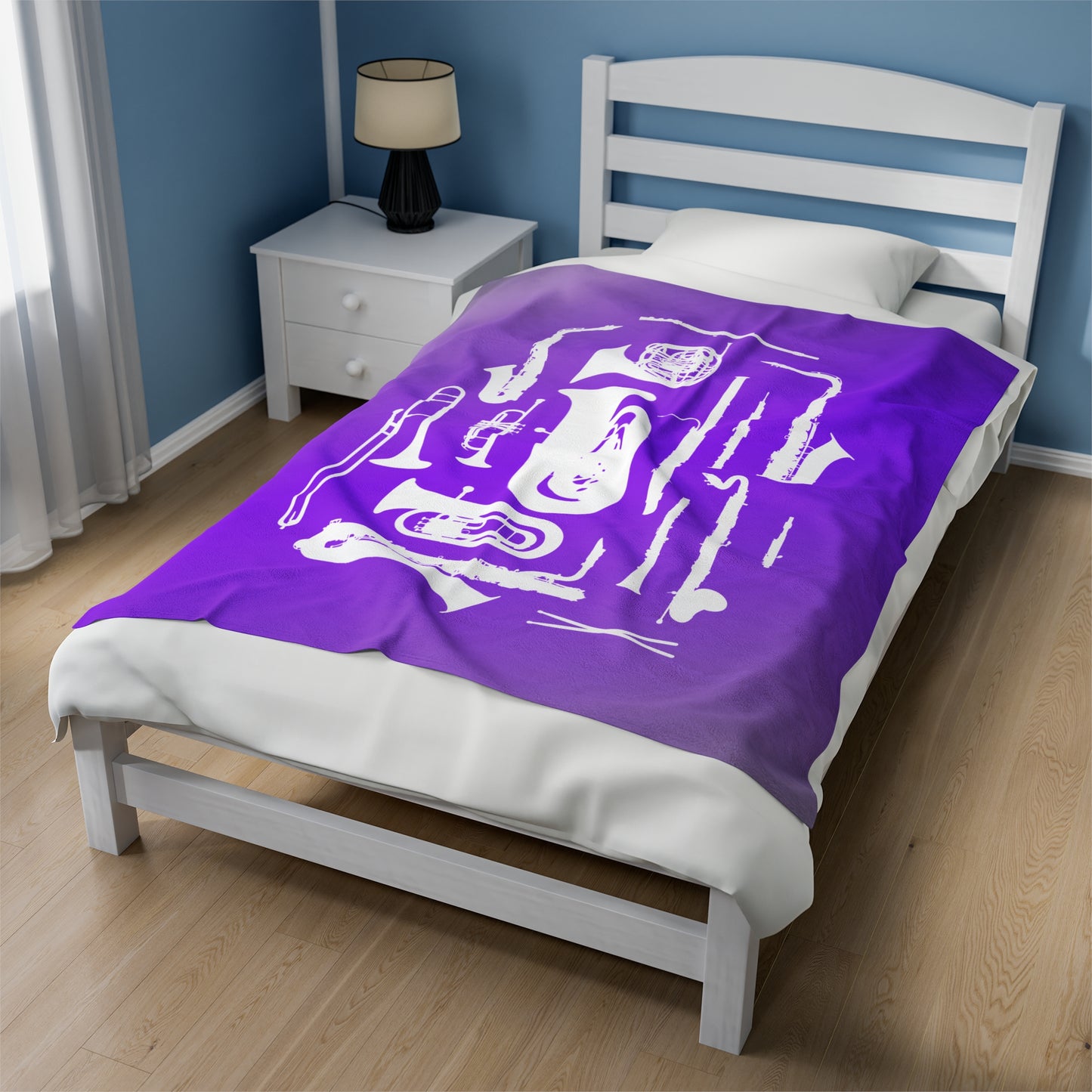 Purple/Grey Band Instruments Velveteen Plush Blanket
