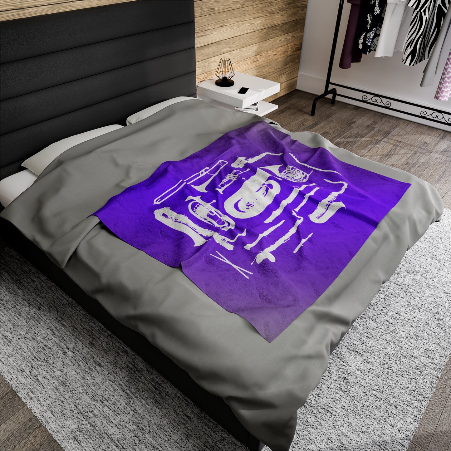 Purple/Grey Band Instruments Velveteen Plush Blanket