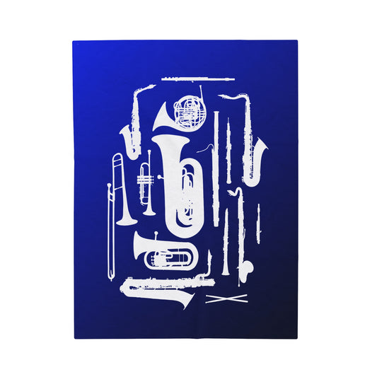 Blue/Black Band Instruments Velveteen Plush Blanket