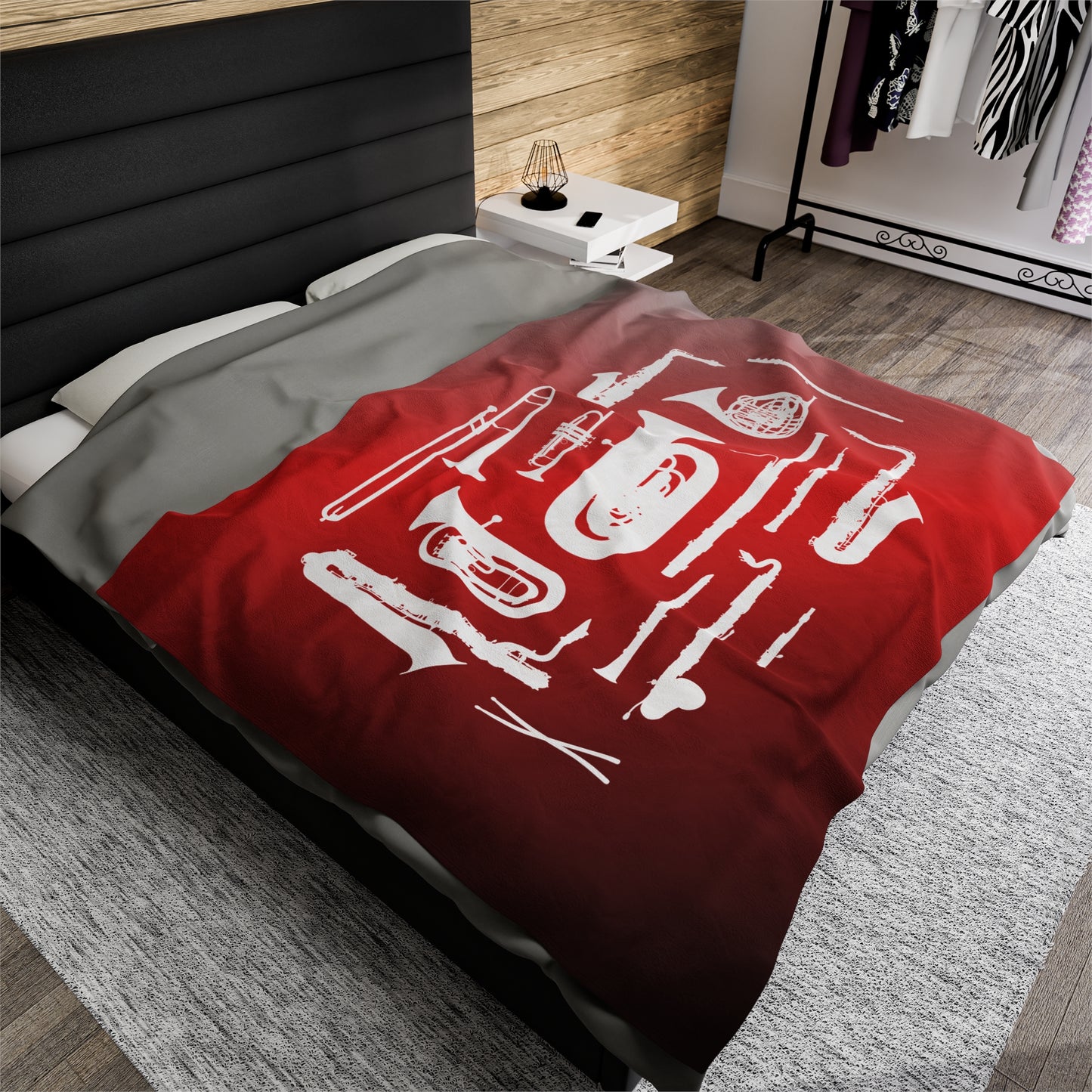 Red/Grey/Black Band Instruments Velveteen Plush Blanket
