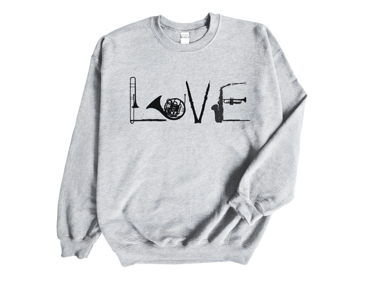 Love Band Instruments Unisex Crewneck Sweatshirt